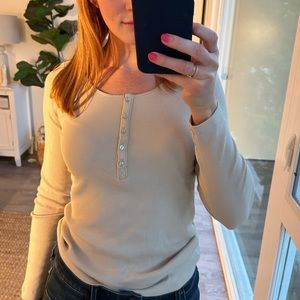 NWT H&M ribbed henley long sleeve top, size S
